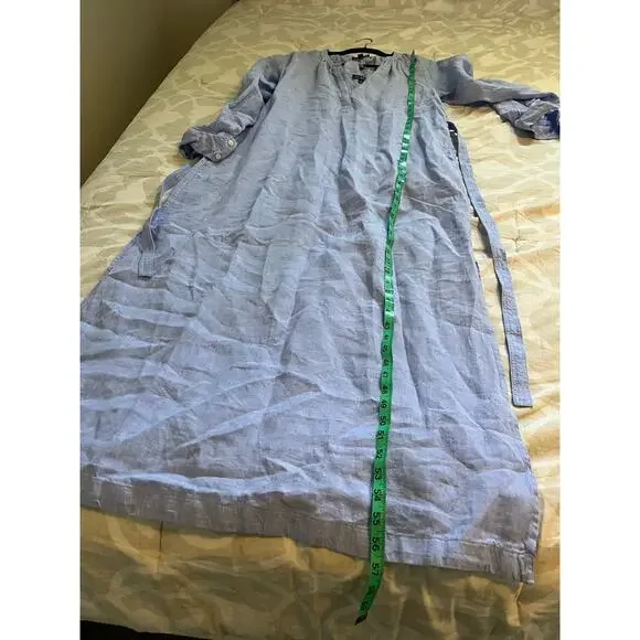 J.Crew Tall Cabana dress in linen blue women’s‎ medium tall - Picture 8 of 13